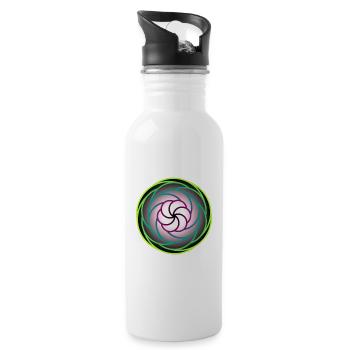 Neonstrudel im Farbrausch - Trinkflasche mit integriertem Trinkhalm - Weiß - Rechts