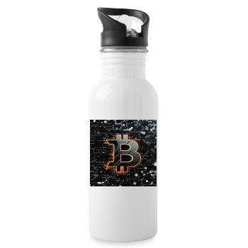 Bitcoin Neon Schaltkreis - Trinkflasche mit integriertem Trinkhalm - Weiß - Rechts
