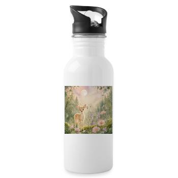 Cute Baby Deer in Enchanted Forest – Whimsical - Trinkflasche mit integriertem Trinkhalm - Weiß - Rechts