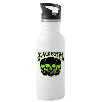 Neon-Schädel-Trio Black Metal  - Trinkflasche mit integriertem Trinkhalm - Weiß - Rechts