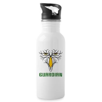 GUARDIAN - Stylisches Raubvogel - Design - Trinkflasche mit integriertem Trinkhalm - Weiß - Rechts