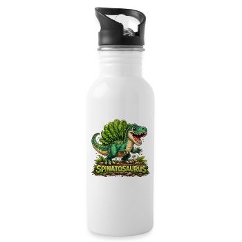 Spinatosaurus - Trinkflasche mit integriertem Trinkhalm - Weiß - Rechts
