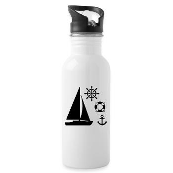 Segeln - Trinkflasche mit integriertem Trinkhalm - Weiß - Rechts