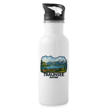 Lac Traunsee - Gourde avec paille intégrée - blanc - Droite