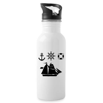 Segeln - Trinkflasche mit integriertem Trinkhalm - Weiß - Rechts