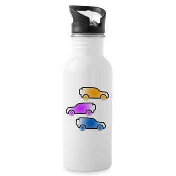 Autos - Trinkflasche mit integriertem Trinkhalm - Weiß - Rechts