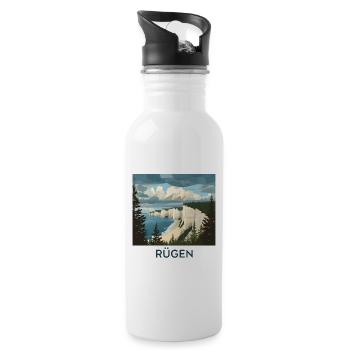 Rügen Kreidefelsen | Vintage Ostsee Poster - Trinkflasche mit integriertem Trinkhalm - Weiß - Rechts