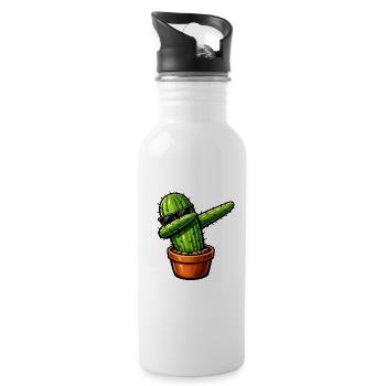 Dabbing Kaktus - Trinkflasche mit integriertem Trinkhalm - Weiß - Rechts