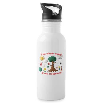 The whole world is my classroom - Water bottle with straw - white - Right