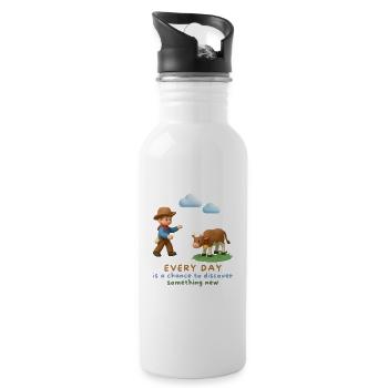 Every day is a chance to discover something new - Water bottle with straw - white - Right