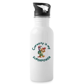 Curiosity is my Superpower - Water bottle with straw - white - Right
