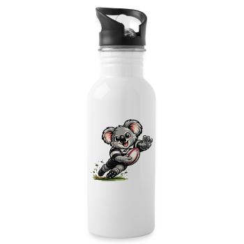 Süßer Koala spielt Rugby - Trinkflasche mit integriertem Trinkhalm - Weiß - Rechts