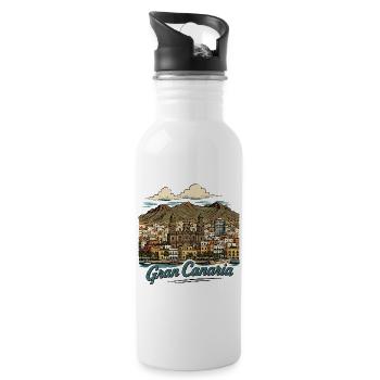 Gran Canaria Küstenpanorama - Trinkflasche mit integriertem Trinkhalm - Weiß - Rechts