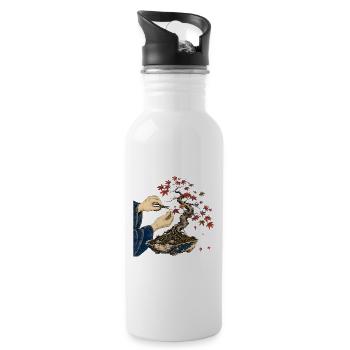 Zen-Bonsai-Fingerarbeit - Trinkflasche mit integriertem Trinkhalm - Weiß - Rechts