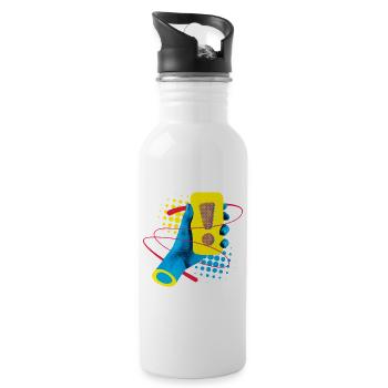 Neon Exklamation Gadget - Trinkflasche mit integriertem Trinkhalm - Weiß - Rechts