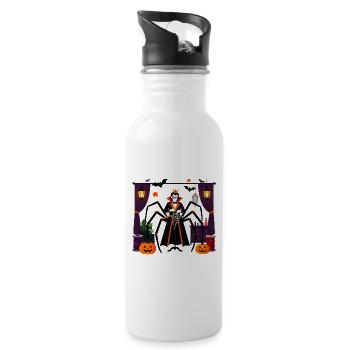 Gekrönte Vampirspinne Halloween-Nacht - Trinkflasche mit integriertem Trinkhalm - Weiß - Rechts