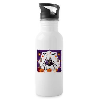 Vampirspinnenkönig Halloween - Trinkflasche mit integriertem Trinkhalm - Weiß - Rechts