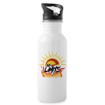 Keine Grenzen: Sonne und Feuer - Trinkflasche mit integriertem Trinkhalm - Weiß - Rechts