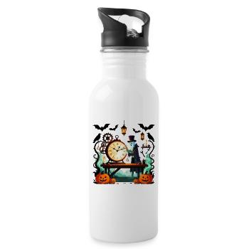 Steampunk Ghost Uhrmacher Halloween - Trinkflasche mit integriertem Trinkhalm - Weiß - Rechts