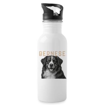 Berner Sennenhund Vintage - Trinkflasche mit integriertem Trinkhalm - Weiß - Rechts