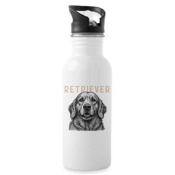 Retriever Dog Vintage - Trinkflasche mit integriertem Trinkhalm - Weiß - Rechts