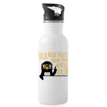 Social Media Seriously Harms Mental Health Pinguin - Trinkflasche mit integriertem Trinkhalm - Weiß - Rechts