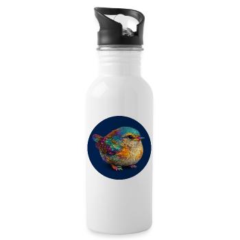 Bunter Regenbogenvogel - Trinkflasche mit integriertem Trinkhalm - Weiß - Rechts