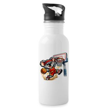 Süßer Koala mit Slam Dunk - Trinkflasche mit integriertem Trinkhalm - Weiß - Rechts