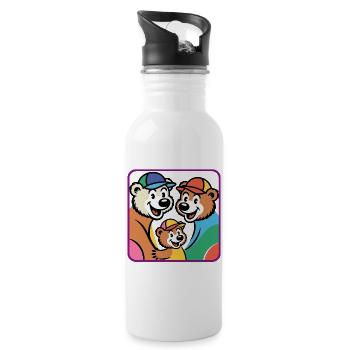 Bärenfamilie - Trinkflasche mit integriertem Trinkhalm - Weiß - Rechts