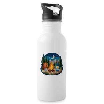 Nachtlager Waldfeuer Patch - Trinkflasche mit integriertem Trinkhalm - Weiß - Rechts
