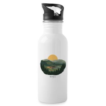 Eifel Volcano Landscape | Vintage Poster - Trinkflasche mit integriertem Trinkhalm - Weiß - Rechts