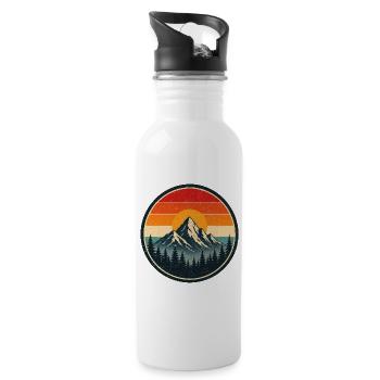 Mountain Retro Emblem Vintage-Stil Grafik - Trinkflasche mit integriertem Trinkhalm - Weiß - Rechts