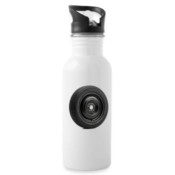 Car Wheel - Trinkflasche mit integriertem Trinkhalm - Weiß - Rechts