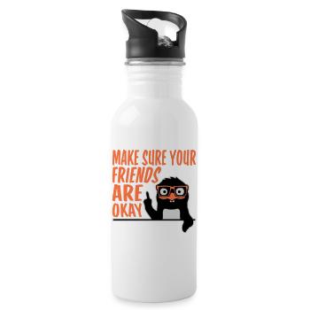 Make Sure Your Friends Are Okay Pinguin Nerd Geek - Trinkflasche mit integriertem Trinkhalm - Weiß - Rechts