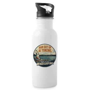 Windsurfen statt KI-Tokens - Trinkflasche mit integriertem Trinkhalm - Weiß - Rechts