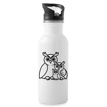 Owl family - Water bottle with straw - white - Right