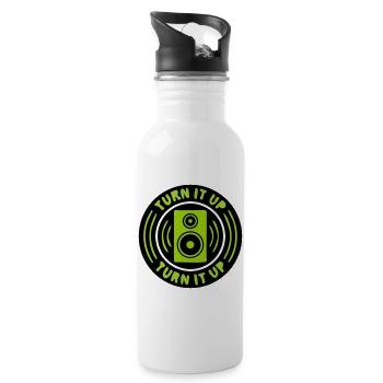 Lautsprecher Musik Abzeichen - Trinkflasche mit integriertem Trinkhalm - Weiß - Rechts