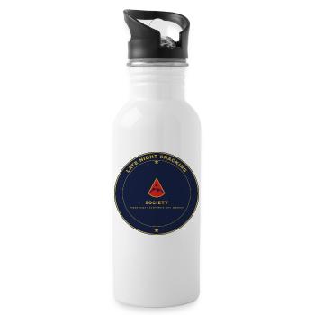 Nacht Snack Gesellschaft Emblem - Trinkflasche mit integriertem Trinkhalm - Weiß - Rechts