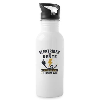 Elektriker in Rente – Lustiger Ruhestand Spruch - Trinkflasche mit integriertem Trinkhalm - Weiß - Rechts