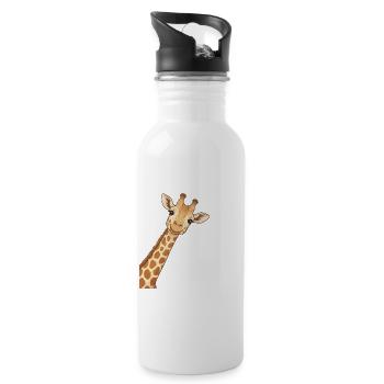Giraffenhemd, Tierliebhaber-T-Shirt - Trinkflasche mit integriertem Trinkhalm - Weiß - Rechts
