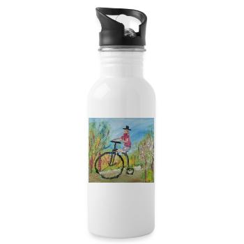  Hochrad - Trinkflasche mit integriertem Trinkhalm - Weiß - Rechts