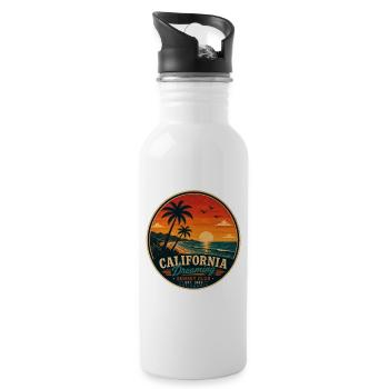 California Dreaming Vintage-Grafik - Trinkflasche mit integriertem Trinkhalm - Weiß - Rechts