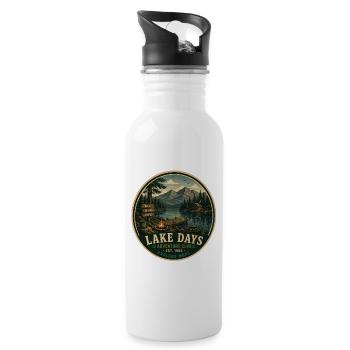 Lake Days Vintage Adventure Graphic - Water bottle with straw - white - Right