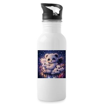Himmlischer Nephalim‑Panda mit Wolkenbabys - Trinkflasche mit integriertem Trinkhalm - Weiß - Rechts