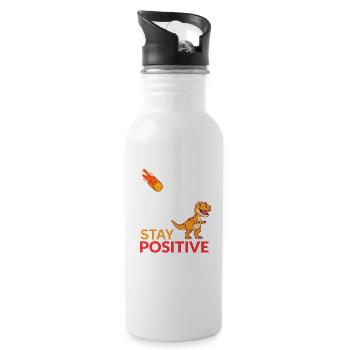 Dino-Meteor Bleib positiv - Trinkflasche mit integriertem Trinkhalm - Weiß - Rechts
