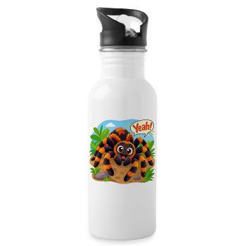 Lustige Spinne - Trinkflasche mit integriertem Trinkhalm - Weiß - Rechts