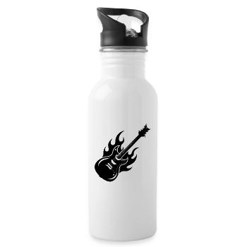 Flaming Guitar - Water bottle with straw - white - Right
