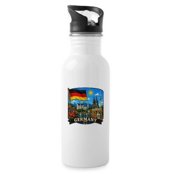 Deutschlands Nationales Denkmal-Denkmal-Aufkleber - Trinkflasche mit integriertem Trinkhalm - Weiß - Rechts