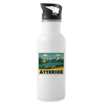 Attersee Minimal - Trinkflasche mit integriertem Trinkhalm - Weiß - Rechts