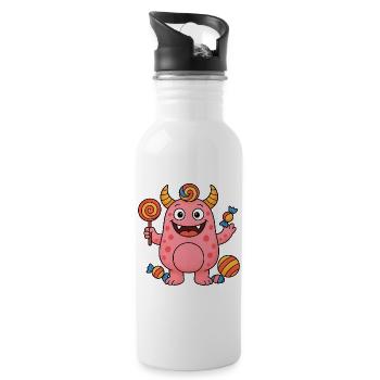 Monstre Rose Mignon - Gourde avec paille intégrée - blanc - Droite
